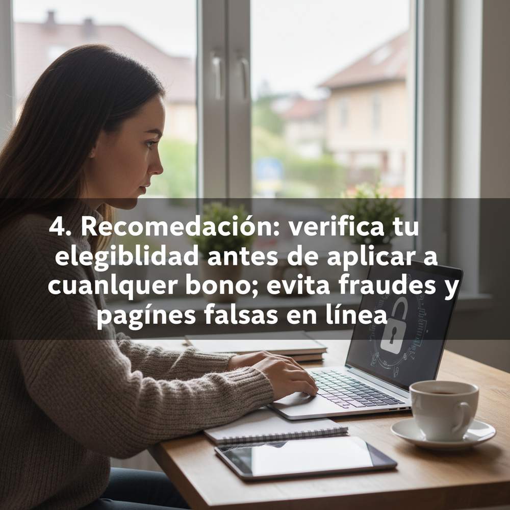 4. Recomendación: verifica tu elegibilidad antes de aplicar a cualquier bono; evita fraudes y páginas falsas en línea